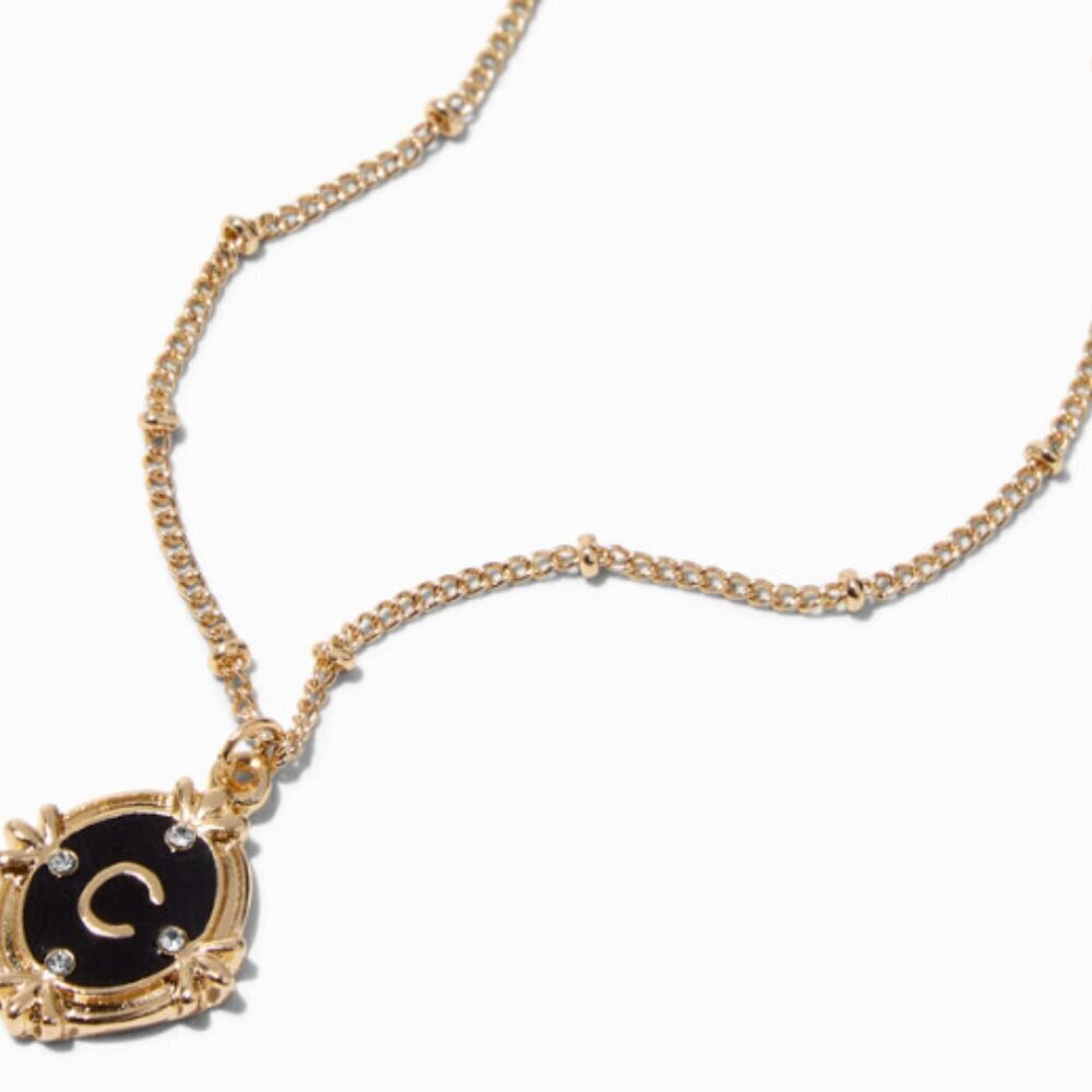 Icing Antiqued Medallion Initial C Pendant Necklace Gold